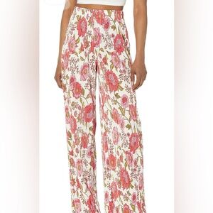 Steve Madden Vintage Rose Addy Floral Polyester Micro-pleated Trouser Pant - MED